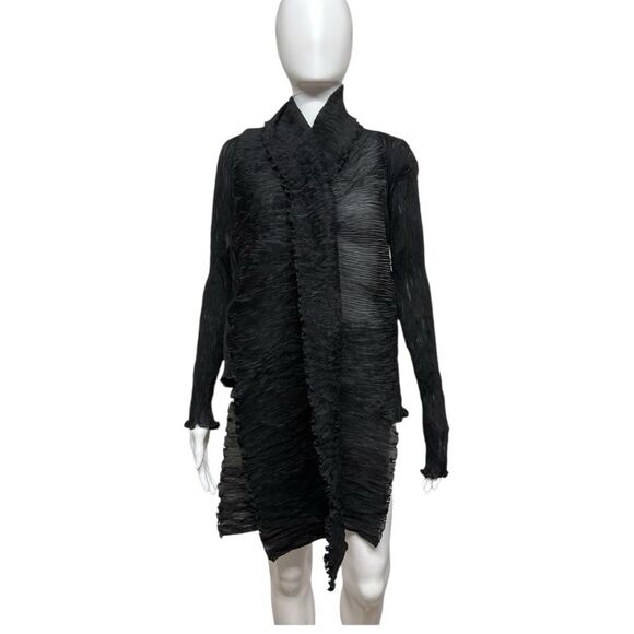 SUSANNE WIEBE Plisse Open Front Micro Pleated Cardigan Jacket S M L Fits Many - Picture 5 of 15